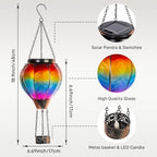 Starsoul Hot Air Balloon Solar Lantern with Candle Holder Flickering Flame Hanging Garden Light Waterproof Glass Solar Lanterns Outdoor Waterproof Decorative for Lawn Porch Tree Yard - Image 3