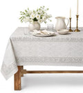 Floral Rectangle Table cloth | 100% Cotton Hand Block Printed Thanksgiving Spring Table Cover| Dust Proof Wrinkle Resistant, for Dining , Kitchen, Festive, Parties, Weddings (Grey White, 72x108 inch) by THEJAIPURFOLK