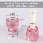 12 Pack Pink Tealight Taper Candle Holders, Glass Candlestick Holders - Image 6