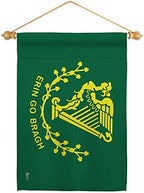 Erin go Bragh Garden Flag Set Wood Dowel Springtime St Patrick Shamrock Leprechaun Lucky Coin Holiday March Irish Clover Small Decorative Gift Yard House Banner Double-Sided Made In USA 13 X 18.5 by Unknown