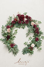 Ling's moment Flower Garland, 6FT Eucalyptus & Rose Marsala & Blush - Image 6
