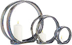 Deco 79 Ceramic Decorative Candle Holder Pillar 3 Plate Candle Stand, Set of 3 Candlestick Holder 13", 9", 6"H, Silver - Image 4