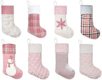 GEX Pink Plush Christmas Stockings for Family 20" Large Pink Plaid Xmas Stockings Classic Fireplace Decorations Hanging Ornament (8 Pack) - Image 5