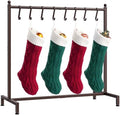 ELYKEN Christmas Stocking Holder, Free Standing Stocking Rack with 8 Removable Hooks, Small Stocking Stand, Heavy Duty Metal Tubes with Stable Base and Adjustable Feet, Bronze by ELYKEN