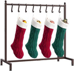 ELYKEN Christmas Stocking Holder, Free Standing Stocking Rack with 8 Removable Hooks, Small Stocking Stand, Heavy Duty Metal Tubes with Stable Base and Adjustable Feet, Bronze by ELYKEN