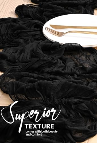 18 Pack Cheesecloth Table Runner 10FT Black Table Runner Boho Gauze Cheese Cloth Table Runners Long Rustic Sheer Table Decorations for Wedding Party Baby Bridal Shower Birthday Holiday Home - Image 4
