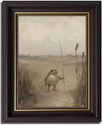 Dark Brown Framed Frog Canvas Wall Art Nature Vintage Country Toad painting Decor Pictures Melancholy Cute Frog Bedroom Living Posters Prints for Corridor Classroom Bedroom Kitchen Room Decoration by JUZKNMCWallArtwelcomesyou