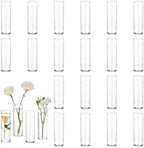 Glasseam Cylinder Bud Vases in Bulk 24: Clear Small Glass Vases for Flowers by Glasseam