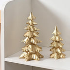 FESTGLOX Gold Christmas Tree Figurines,Small Resin Christmas Tabletop Trees by FESTGLOX