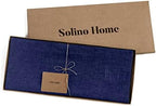 Solino Home 100% Pure Linen Dining Table Runner Navy, Athena 14 x 90 in - Image 5