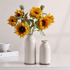 VICTOR & TERESA White Ceramic Vases Home Decor, Farmhouse Vase for Flowers, Flower Vase Set of 2, Rustic Decorative Vases for Pampas Grass, Table, Living Room, Shelf, Centerpieces, 8 inch - Image 2