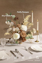 Ling's moment Artificial Wedding Flowers Deluxe Combo, Brown & Tawny Beige - Image 2