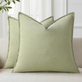 decorUhome Fall Sage Green Linen Throw Pillow Covers 26x26 Set of 2 by decorUhome