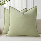 decorUhome Fall Sage Green Linen Throw Pillow Covers 20x20 Set of 2 by decorUhome