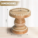 Small Candle Holder for Pillar Candle Set of 3, Farmhouse Wood Candle Holder, Rustic Wooden Candle Stand, Vintage Candle Stand Decorative for Living Room, Table Centerpiece, Washed Brown - Image 2