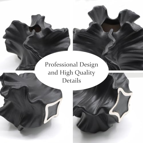 Ceramic Vase - Set of 2 for Home Decor,Black Flower Shape Pampas Vases Minimalist Nordic Boho Style for Modern Farmhouse Decor, Living Room、 Kitchen、Mantle、Bedroom、Dining Table、Office - Image 5