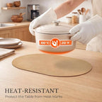MOSAYT Vinyl Faux Leather Oval Placemats, Set of 8, Camel - Image 4