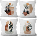 Boho Abstract Throw Pillow Covers 24"x24" Set of 4, Plant Leaves Geometric Minimalist Aesthetic Pillowcase for Sofa Chair Couch Bed Living Room Office Garden Patio Farmhouse Decorative by VieSavaran