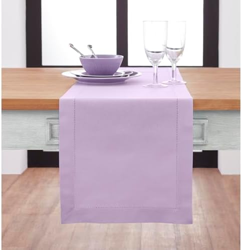 Solino Home Cotton Linen Table Runner Lavender Woven, 14 x 108 in by SolinoHome