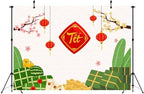 BELECO 12x8ft Fabric TET Backdrop - Happy Vietnamese New Year Backdrop with Cherry Blossoms, Lanterns & Asian Party Decorations for Photoshoot Studio Props - Image 4