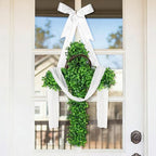 Zeyune Large He is Risen Cross Wreath Green Faux Plant Wooden Design Foldable Easter Door Wreath Decoration for Front Door Christian Faith Hanging for Spring Home Porch Farmhouse by Zeyune