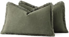 MIULEE Boho Linen Decorative Lumbar Throw Pillow Covers Olive Green 12x20 - Image 6