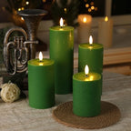 LUSHARBOR Green Flameless Candles, 4 Pack Battery Operated Candles for St. Patrick’s Day, Real Wax LED Fake Candles for Spring Decor Party Centerpiece Green - Image 5
