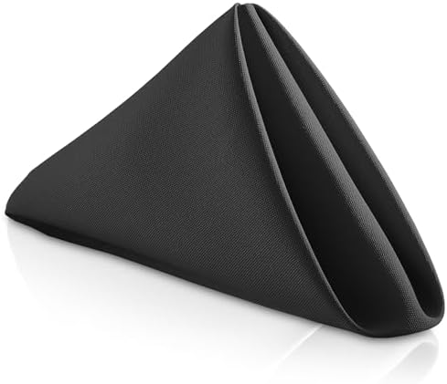 Lann's Linens Set of 144 Cloth Dinner Napkins, 17-inch Polyester Napkins, Washable and Reusable Fabric for Weddings, Hotels, Restaurants - Black by LannsLinens