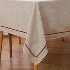 Linen World Hemstitch Linen Tablecloth,100% Natural French Flax,60x108Inch Handcrafted Natural-Rust Linen Table Cloth,Tabletop Decoration,Table Cloths for Kitchen,Dining,Daily Use - Image 2