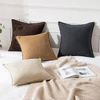 MIULEE Decorative Linen Pillow Covers 20x20 Inch Brown - Image 4