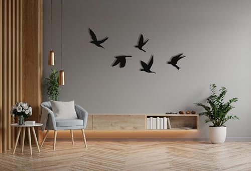 Birds Metal Wall Decor Set of 5, Minimalist Bird Flock Wall Art, Metal Garden Decorations, Home Decor, Modern Home Decoration, Birds Sign for Living Room, Birds Wall Hangings for Office, Bird Art (Gold, 8" / 20 cm - MEDIUM) - Image 4