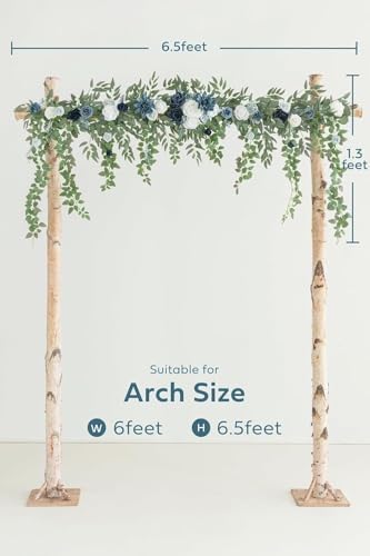 Ling's Moment 6.5FT Wedding Arch Flowers, Floral Garland, Navy Blue - Image 6