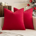 MIULEE Decorative Red Velvet Euro Sham Throw Pillow Covers 24x24 Inch by MIULEE
