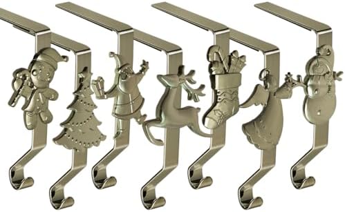 Christmas Stocking Holder for Mantle Set of 7, Reusable Christmas Stocking Hooks, No-Damage Xmas Hanger for Fireplace mantle Grip Stand Christmas Decoration Ornaments Hanging Bronze Shelf Floor - Image 5