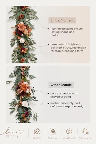 Ling's Moment 6FT Eucalyptus & Rose Flower Garland, Cream - Image 6