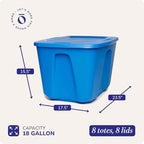 HOMZ 8-Pack Durable Molded Bin, Plastic Storage Containers with Lids, 18 Gallon, Blue - Stackable Organizer Totes and Boxes for Bedroom, Kitchen, and Garage Organization - Image 4