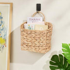 iEGrow Set of 2 Hanging Basket, Wicker Wall Basket Natural Water Hyacinth, Hanging Baskets for Organizing and Decor, Storage Baskets for Door Mounted Entryway Flower Mail Plant Garden - Image 3