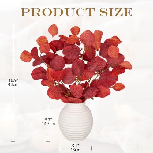Fall Decor Artificial Eucalyptus Plant with Vase Autumn Leaf for Home Decor - Image 5