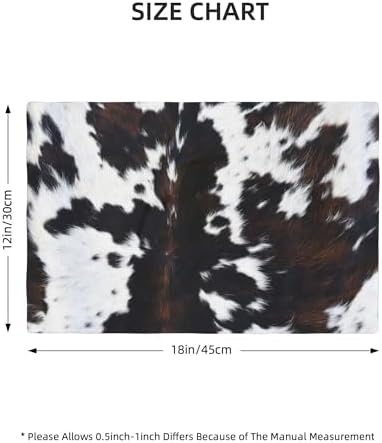 Cowhide Printed Placemats 12x18 Inch, Brown Black White Aztec Style Kitchen Dining Rustic Non-Slip Heat Resistant Table Runner 6 Pieces - Image 2