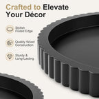 FGU 2 Pack Round Wood Decorative Trays for Coffee Table Decor, Black - Image 3