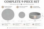 9-Piece Cotton Rope Placemats, Coasters & Holder, Heather Gray - Image 2