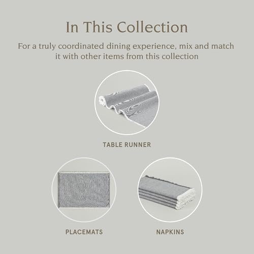 Over&Back 18x90 Woven Frayed Chambray Cotton Table Runner - Washable Table Runners for a Custom Home Decor Tablescape - Hand-Finished Frayed Edges - Coffee Table, Dinner Table, Living Room - Grey - Image 4
