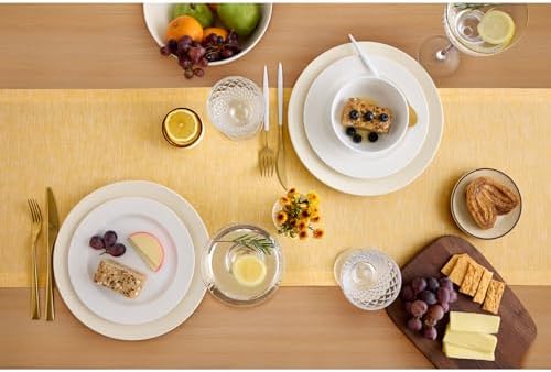 Solino Home 100% Pure Linen Table Runner Mustard Long, Athena 14 x 90 in - Image 3
