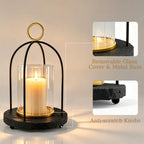 Hurricane Glass Candle Holder with Resin Base, Pillar Candle Lantern Black - Image 5