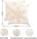 Christmas Throw Pillow Covers 18x18 Set of 2 Beige Xmas Snowflake - Image 4
