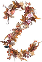 Montekin 6ft Fall Garland with Maple Leaves & White Pumpkins by Montekin