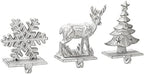 Red Co. Set of 3 Snowflake, Reindeer & Christmas Tree Decorative Cast Iron Stocking Holders in Distressed White Finish by RedCo