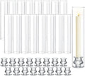 16 Set Clear Glass Hurricane Candle Holders, 12.5" Open Ended Bottomless Windproof Cylinder & 2.1" Taper Candlestick Holders for Wedding Party Home Hotel Decor by CHICERA
