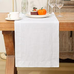 Linen Table Runner 14X132 Inches,100% French Linen White Tablerunner,Machine Washable Dining Table Runner for Fall,Wedding,Party,Halloween,Christmas(White) by LLinenWorld