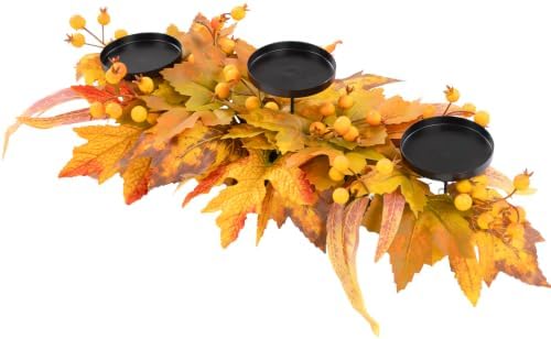 Vaukki 26'' Fall Thanksgiving Centerpieces with 3 Candle Holders Trays by Vaukki